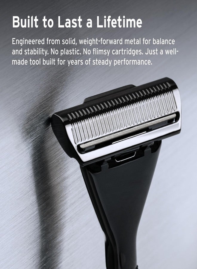SUPPLY Single Edge Max Razor for Men – Premium Metal Single-Blade Safety Razor with Pivoting Head for Fewer Cuts and Irritation – Includes 8 Blades & Magnetic Reload System – Jet Black - Image 4